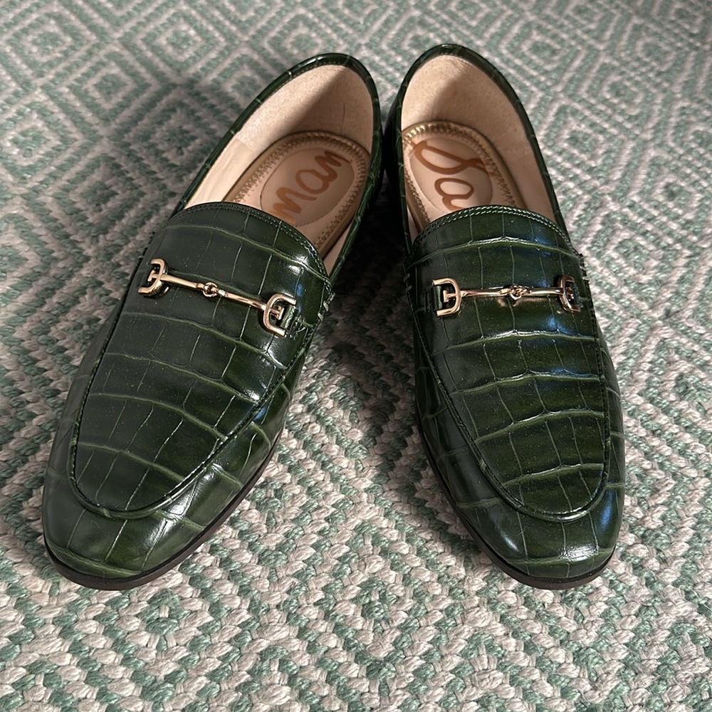 Sam Edelman Womens Loraine Green Faux Leather Slip On Loafers | size 7